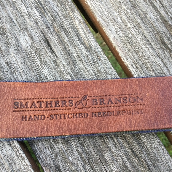 Smathers & Branson Hand Stitched Needlepoint Leather Golf Belt 42 - Picture 4 of 7